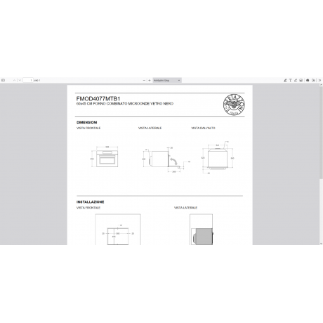 Bertazzoni FMOD4077MTB1 Εντοιχιζόμενος Φούρνος Compact με Μικροκύματα 60x45εκ Μαύρο 